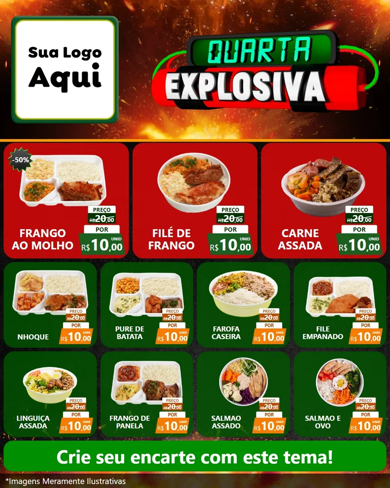 Modelo de Rede Social para Feed Instagram com o tema Quarta Explosiva para Restaurante
