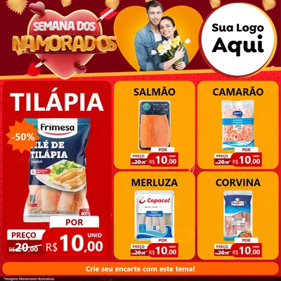 Modelo de Rede Social para Feed Facebook com o tema Semana dos Namorados para Peixaria