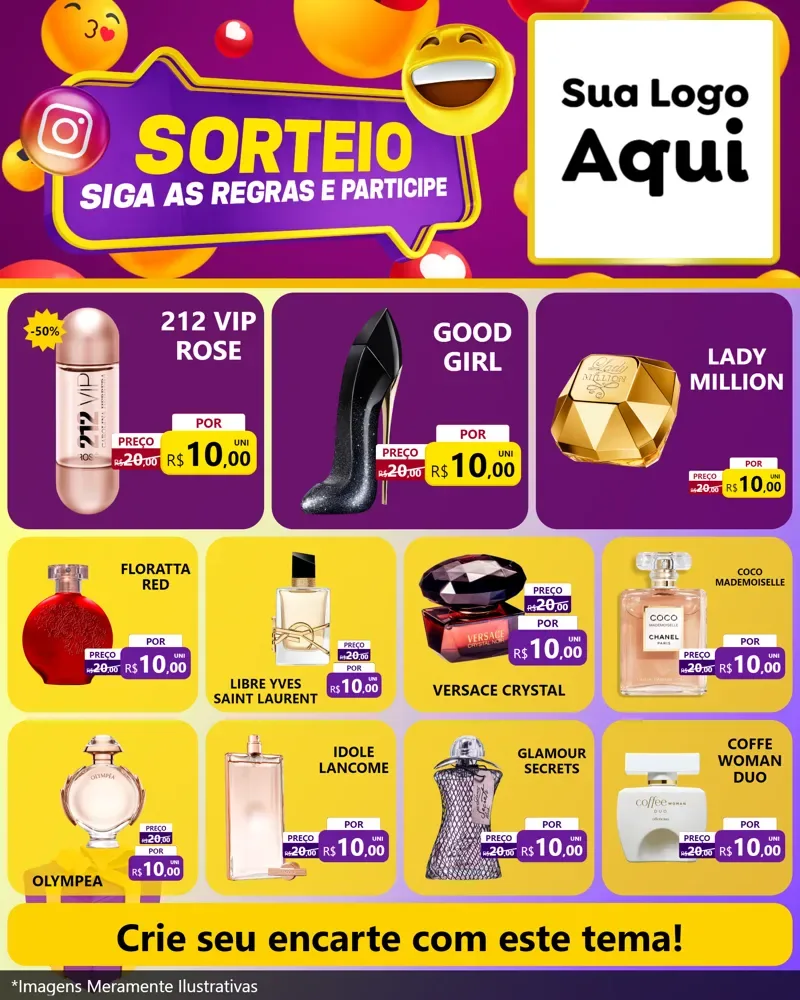 Modelo de Rede Social para Feed Instagram com o tema Sorteio para Perfumes