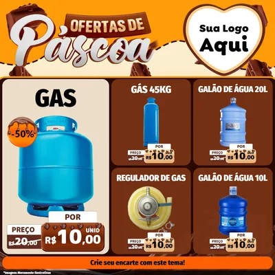Modelo de Rede Social para Feed Facebook com o tema Ofertas de Páscoa para Água e gás