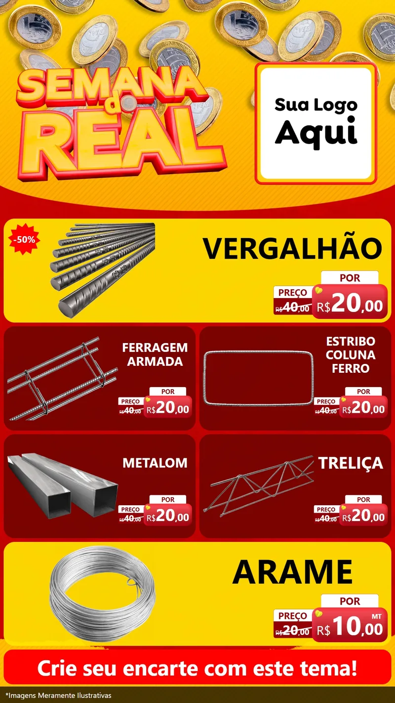Modelo de TV para TV Vertical com o tema Semana do Real para Ferragens