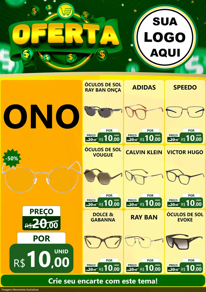 Modelo de Encarte para Encarte A4 Vertical com o tema Oferta para Óticas