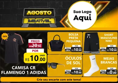 Modelo de Encarte para Encarte A4 Horizontal com o tema Agosto Imbatível para Roupas e acessórios