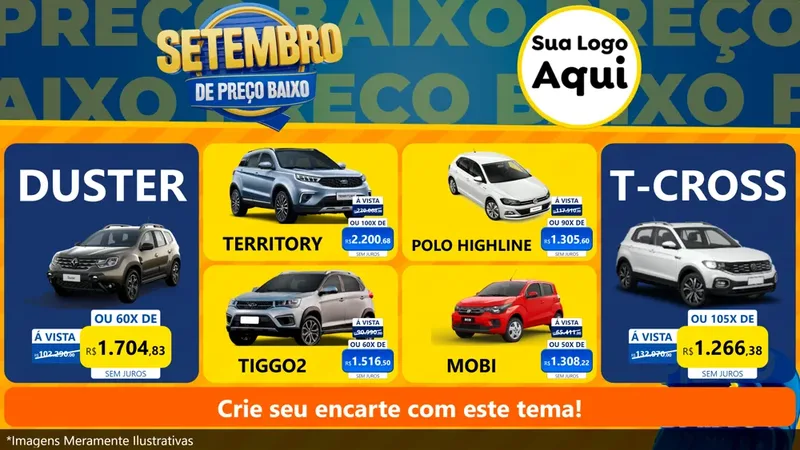Modelo de TV para TV Horizontal com o tema Setembro De Preço Baixo para Concessionaria de Carros