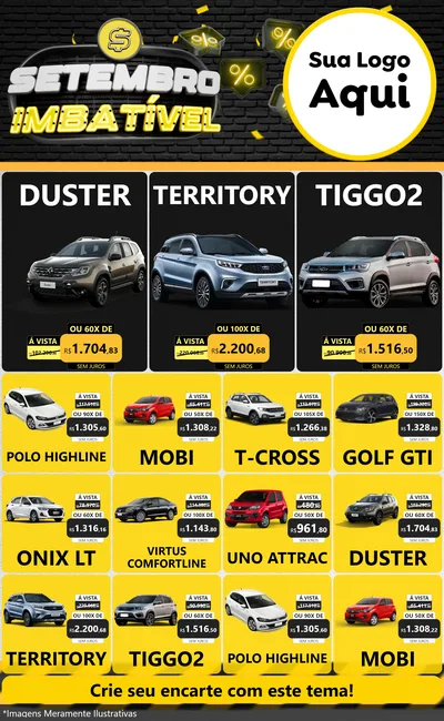 Modelo de Encarte para Encarte Grande com o tema Setembro Imbatível para Concessionaria de Carros