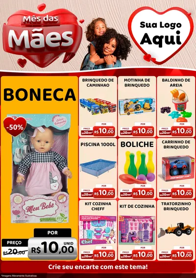 Modelo de Encarte para Encarte A4 Vertical com o tema Mês das Mães para Brinquedos