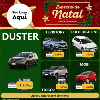 Modelo de Rede Social para Feed Facebook com o tema Especial de Natal para Concessionaria de Carros