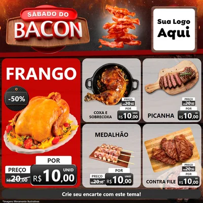 Modelo de Rede Social para Feed Facebook com o tema Sábado do Bacon para Assados