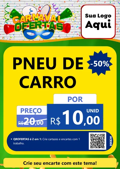 Modelo de Cartaz para Cartaz A4 Vertical com o tema Carnaval de Ofertas para Auto peças