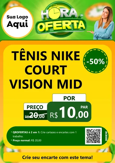 Modelo de Cartaz para Cartaz A4 Vertical com o tema Hora da Oferta para Calçados