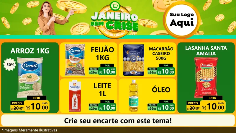 Modelo de TV para TV Horizontal com o tema Janeiro Sem Crise para Supermercado