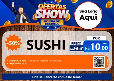 Modelo de Cartaz para Cartaz A4 Horizontal com o tema Ofertas Show No Fim De Semana para Comida japonesa