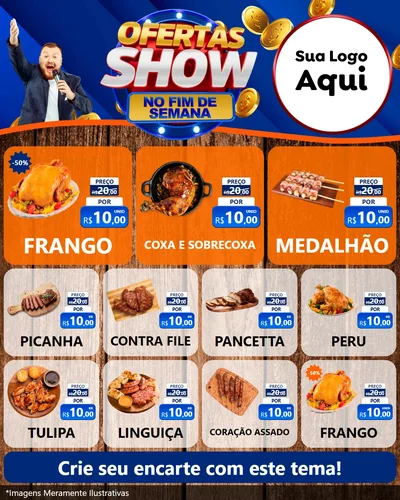 Modelo de Rede Social para Feed Instagram com o tema Ofertas Show No Fim De Semana para Assados