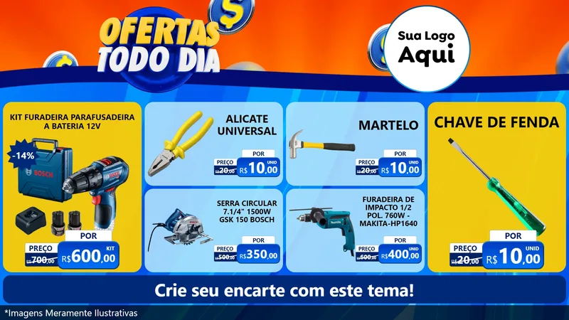 Modelo de TV para TV Horizontal com o tema Ofertas Todo Dia para Maquinas e Ferramentas