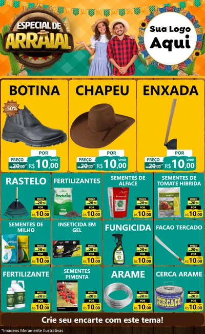 Modelo de Encarte para Encarte Grande com o tema Especial De Arraial para Agropecuária