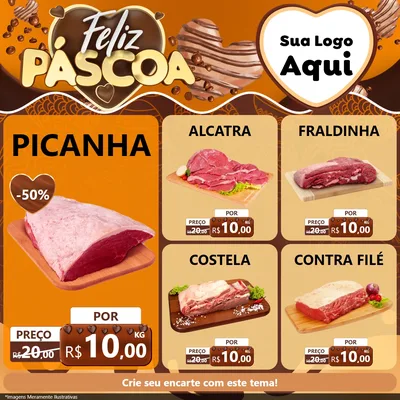 Modelo de Rede Social para Feed Facebook com o tema Feliz Páscoa para Açougue