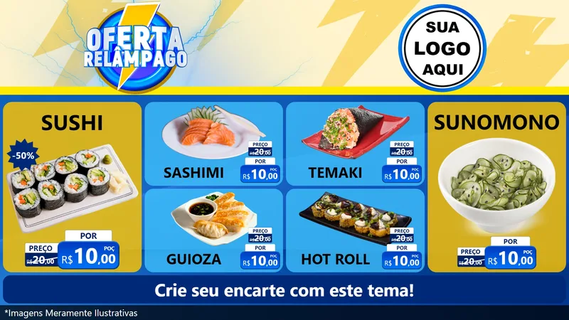 Modelo de TV para TV Horizontal com o tema Oferta Relâmpago para Comida japonesa