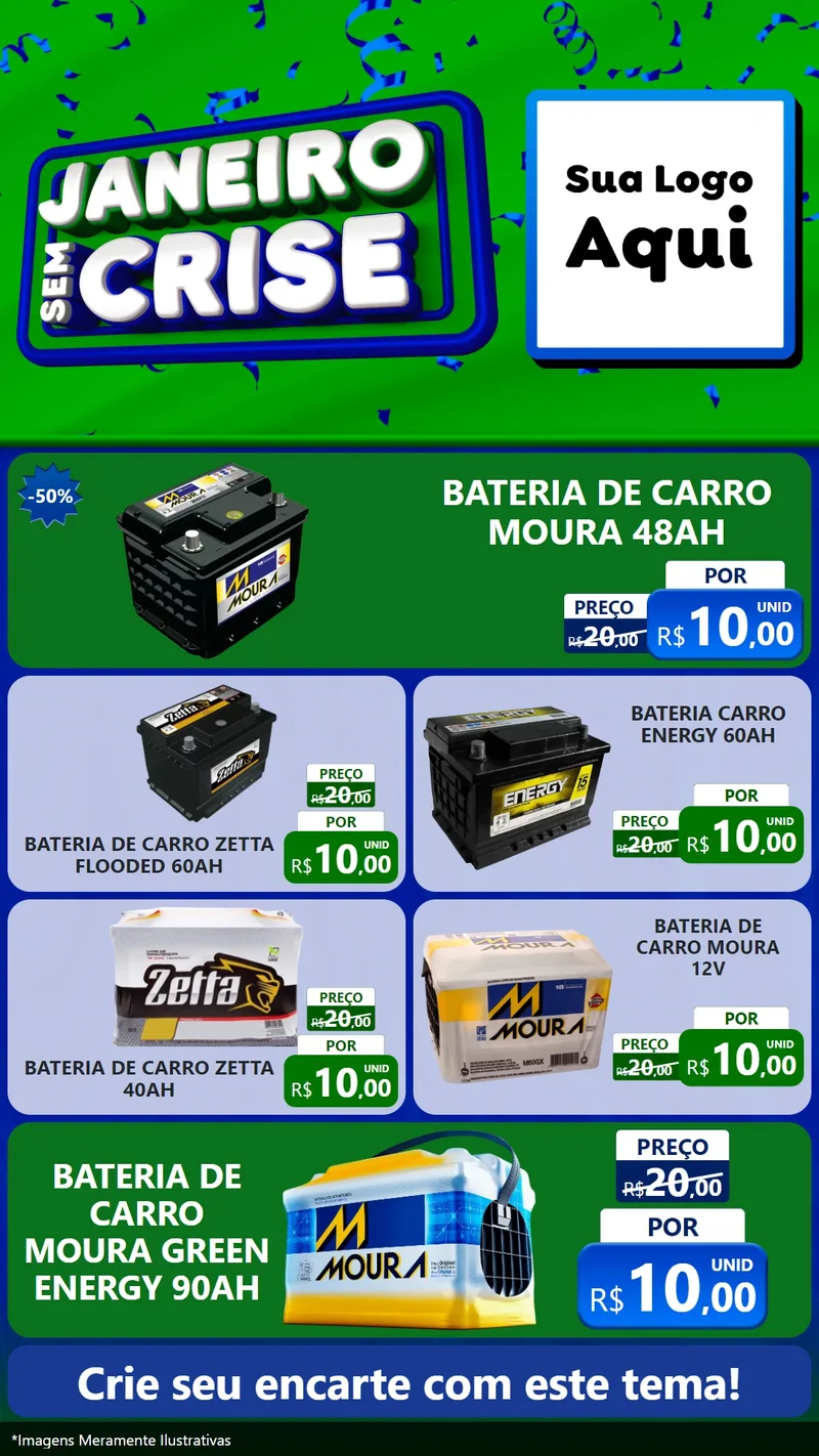 Modelo de TV para TV Vertical com o tema Janeiro Sem Crise para Baterias Elétricas