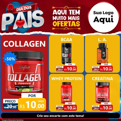 Modelo de Rede Social para Feed Facebook com o tema Dia dos Pais para Suplementos alimentares