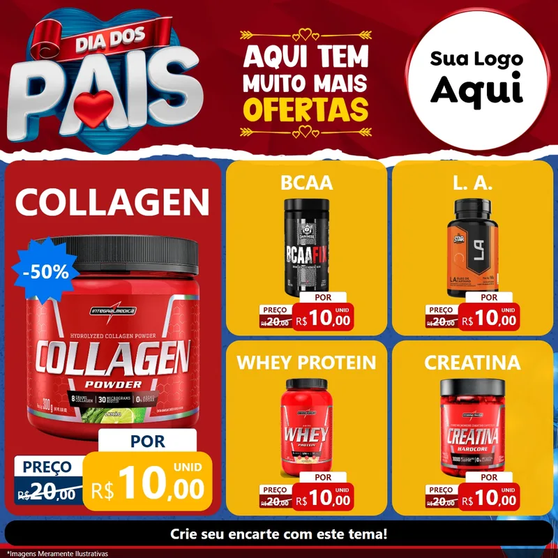 Modelo de Rede Social para Feed Facebook com o tema Dia dos Pais para Suplementos alimentares