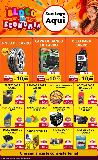 Modelo de Encarte para Encarte Grande com o tema Bloco da Economia para Auto peças