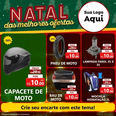 Modelo de Rede Social para Feed Facebook com o tema Natal das Melhores Ofertas para Moto peças