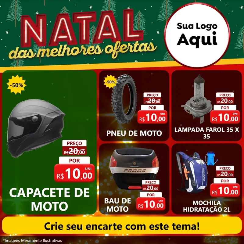 Modelo de Rede Social para Feed Facebook com o tema Natal das Melhores Ofertas para Moto peças