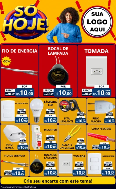 Modelo de Encarte para Encarte Grande com o tema Só Hoje! para Materiais Elétricos