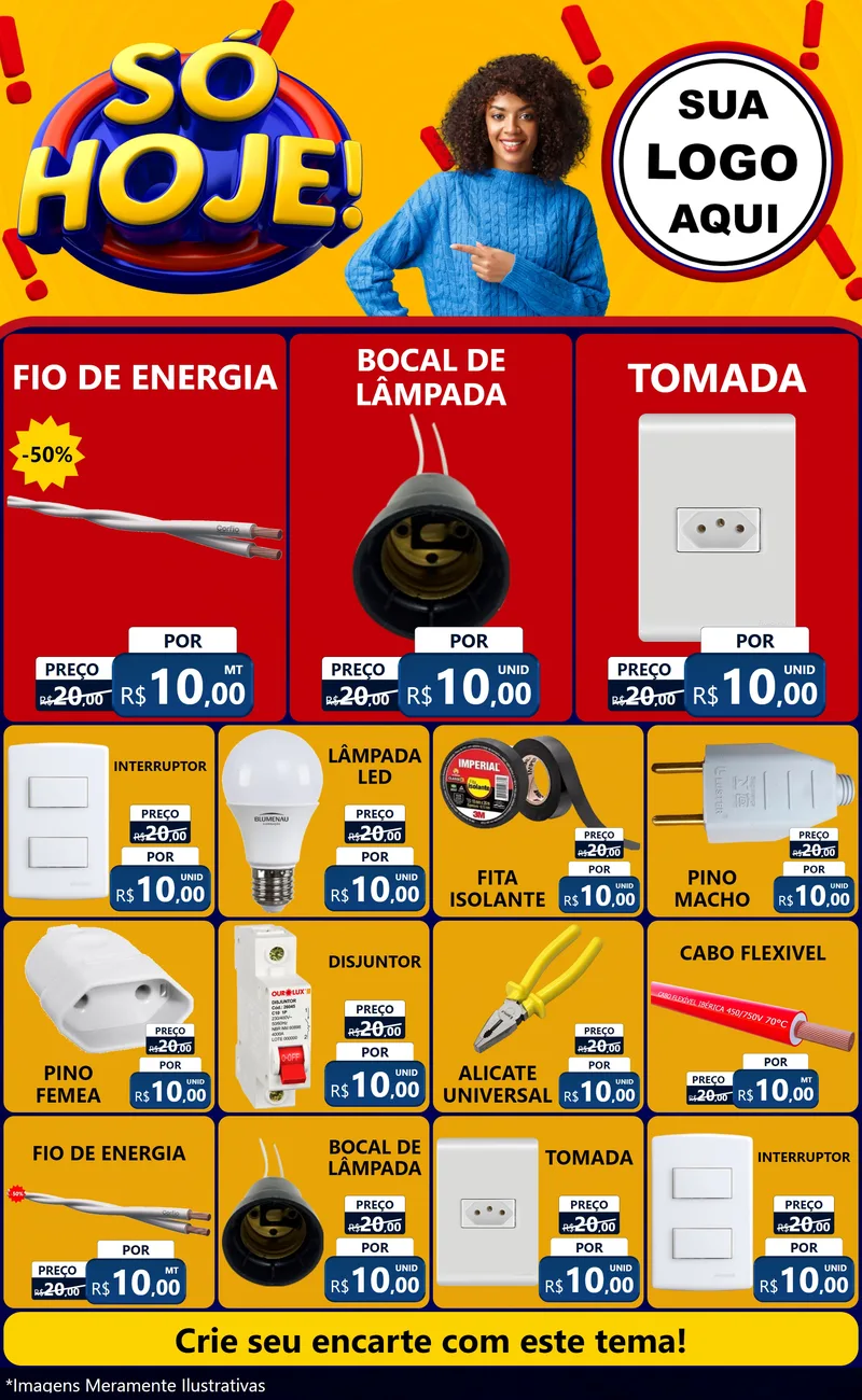 Modelo de Encarte para Encarte Grande com o tema Só Hoje! para Materiais Elétricos