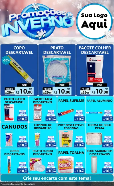 Modelo de Encarte para Encarte Grande com o tema Promoções de Inverno para Embalagens