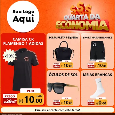 Modelo de Rede Social para Feed Facebook com o tema Quarta da Economia para Roupas e acessórios