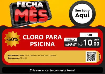 Modelo de Cartaz para Cartaz A4 Horizontal com o tema Fecha Mês para Produtos para Piscina