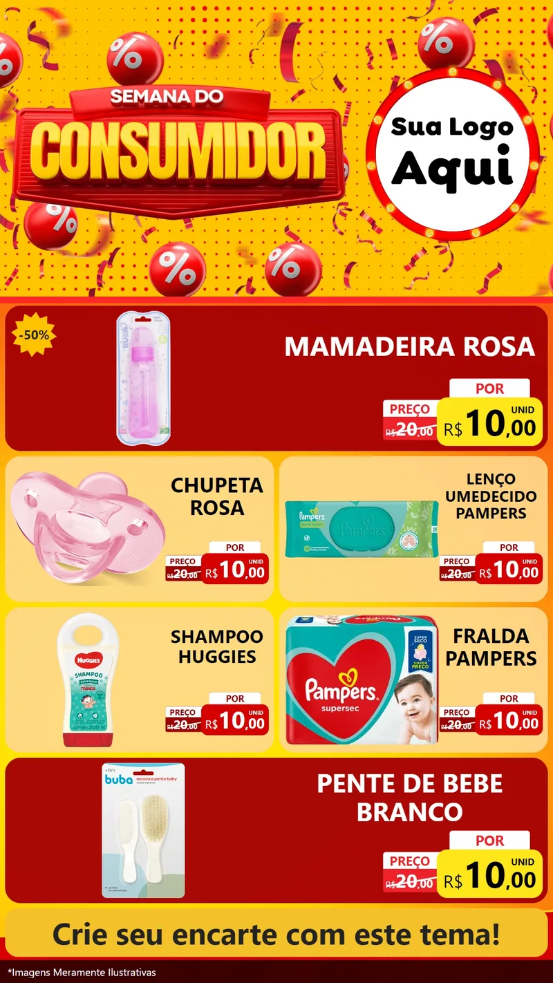 Modelo de TV para TV Vertical com o tema Semana do Consumidor para Bebês