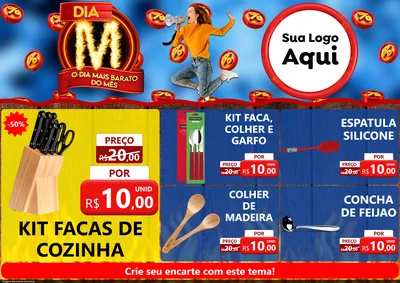 Modelo de Encarte para Encarte A4 Horizontal com o tema Dia M - O Dia Mais Barato Do Mês para Utilidades Domésticas