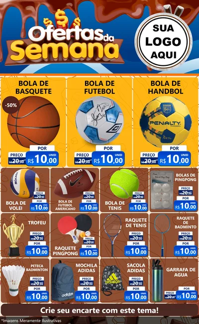 Modelo de Encarte para Encarte Grande com o tema Ofertas da Semana - Páscoa para Artigos Esportivos