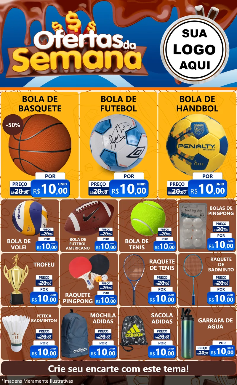 Modelo de Encarte para Encarte Grande com o tema Ofertas da Semana - Páscoa para Artigos Esportivos