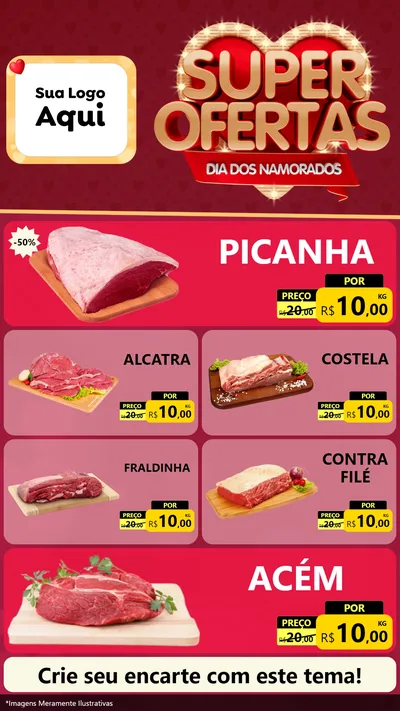 Modelo de TV para TV Vertical com o tema Dia dos Namorados para Açougue