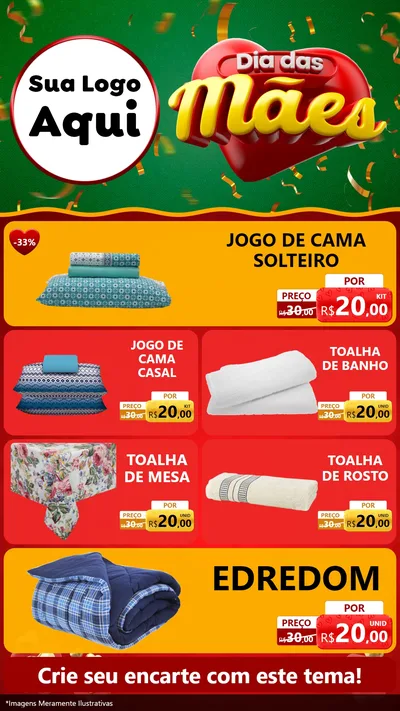 Modelo de TV para TV Vertical com o tema Dia das Mães para Cama, Mesa e Banho