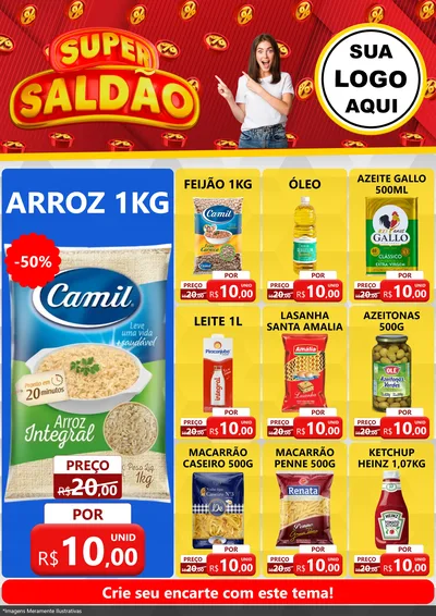Modelo de Encarte para Encarte A4 Vertical com o tema Super Saldão para Supermercado