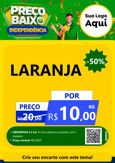 Modelo de Cartaz para Cartaz A4 Vertical com o tema Preço Baixo de Independência para Hortifrúti