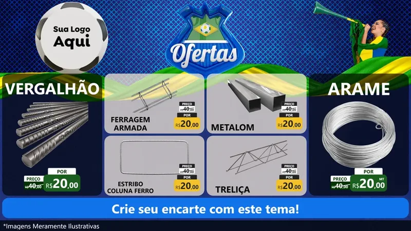 Modelo de TV para TV Horizontal com o tema Ofertas (Futebol) para Ferragens
