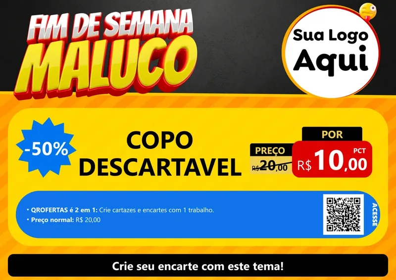 Modelo de Cartaz para Cartaz A4 Horizontal com o tema Final de Semana Maluco para Embalagens