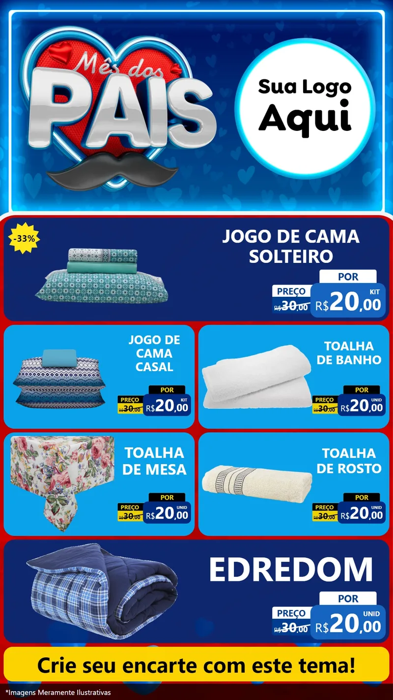 Modelo de TV para TV Vertical com o tema Mês Dos Pais para Cama, Mesa e Banho