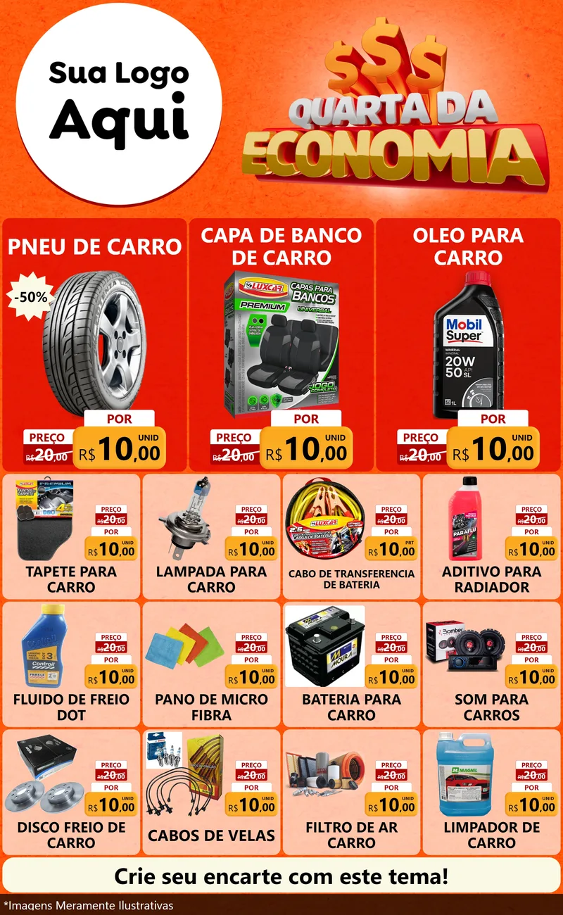 Modelo de Encarte para Encarte Grande com o tema Quarta da Economia para Auto peças