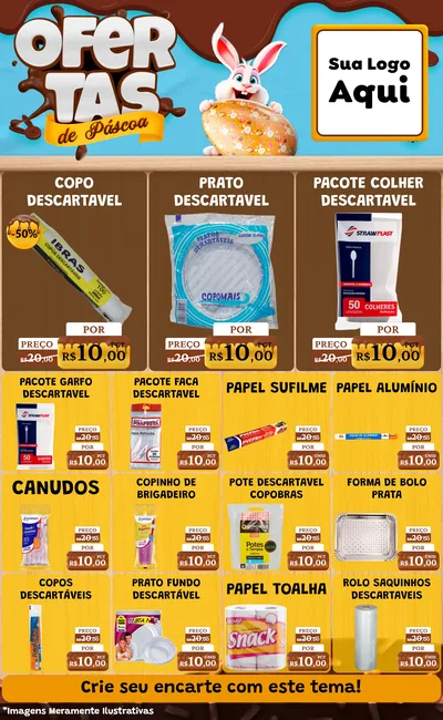 Modelo de Encarte para Encarte Grande com o tema Ofertas de Páscoa para Embalagens