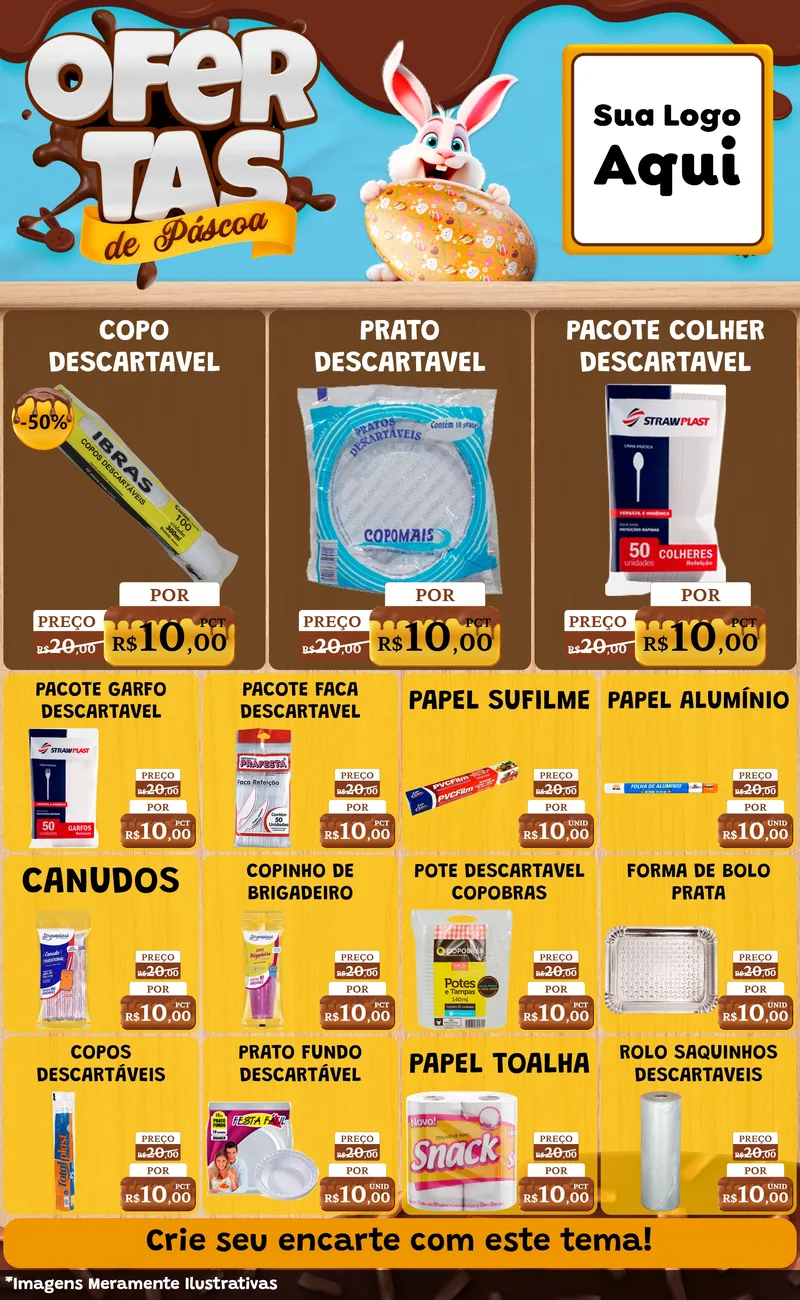 Modelo de Encarte para Encarte Grande com o tema Ofertas de Páscoa para Embalagens