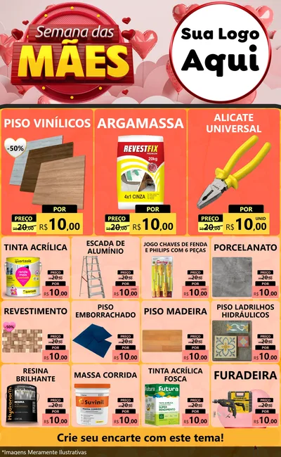 Modelo de Encarte para Encarte Grande com o tema Semana das Mães para Material para Construção