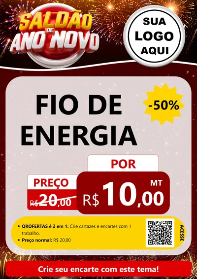 Modelo de Cartaz para Cartaz A4 Vertical com o tema Saldão de Ano Novo para Materiais Elétricos