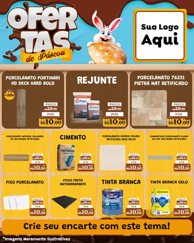 Modelo de Rede Social para Feed Instagram com o tema Ofertas de Páscoa para Pisos e revestimentos