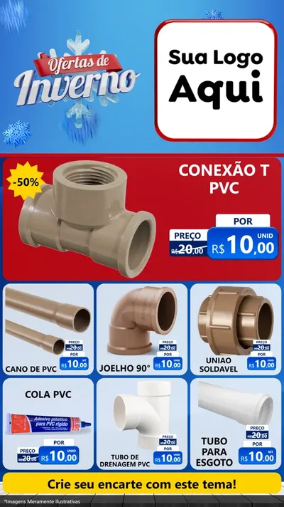 Modelo de Rede Social para Stories com o tema Ofertas de Inverno para Tubos e conexões
